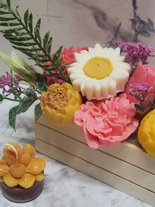 Bright Colors Flower Candles Arrangement | Premium Soy Wax | Handcrafted Floral Candle Centerpiece | Wedding | Home Decor - D SCENT