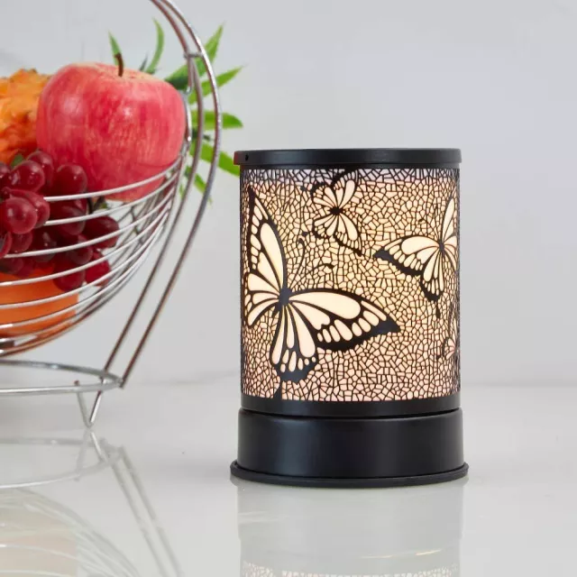 Butterflies Black Metal Electric US Wax Warmer / Oil Burner