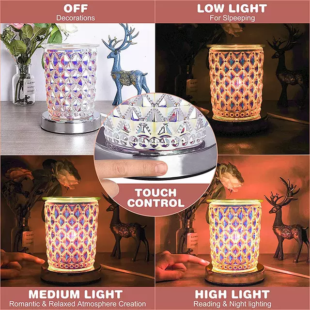 Crystal Glass Diamond Touch Electric US Wax Warmer / Oil Burner