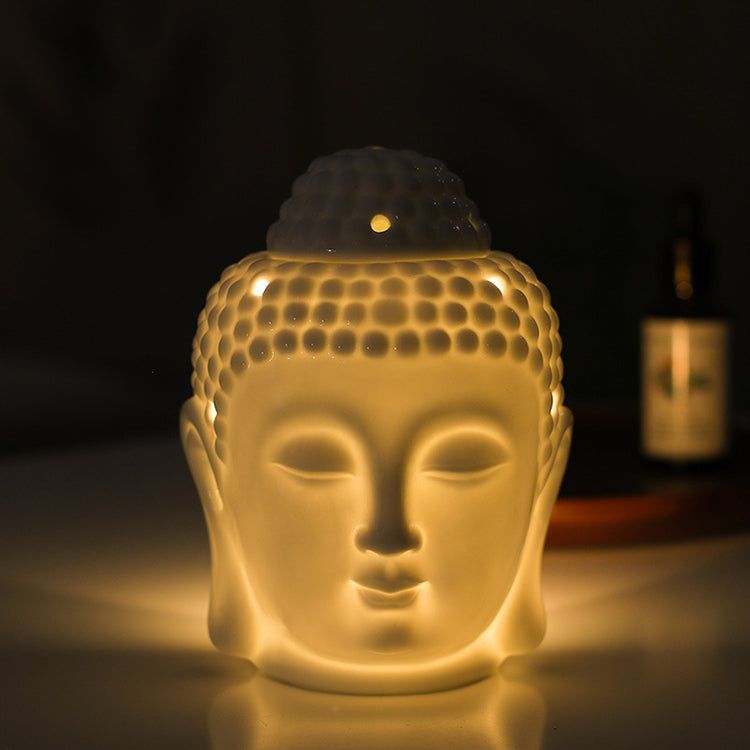 White Thai Buddha Head Wax Warmer / Oil Burner
