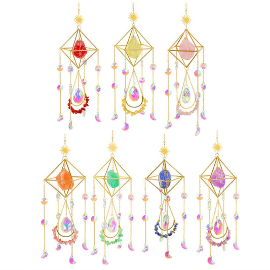 Light Amethyst | Crystal Wind Chime Moon and Sun Catcher