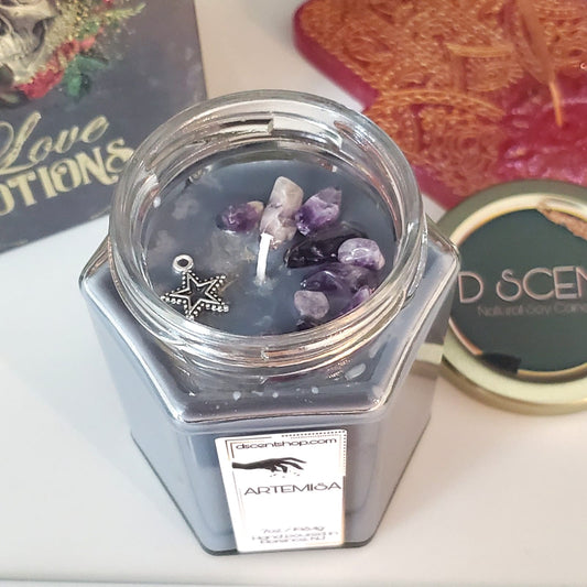 ARTEMISA (Witches Brew) Soy Candle Collection with Amethyst Stones and Charm