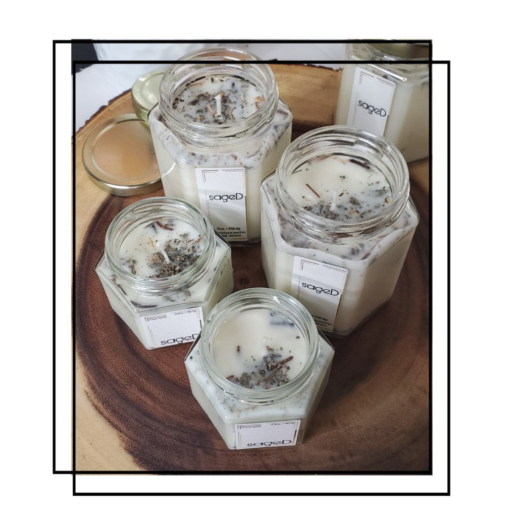 sageD Soy Candle | Large Hex Jar
