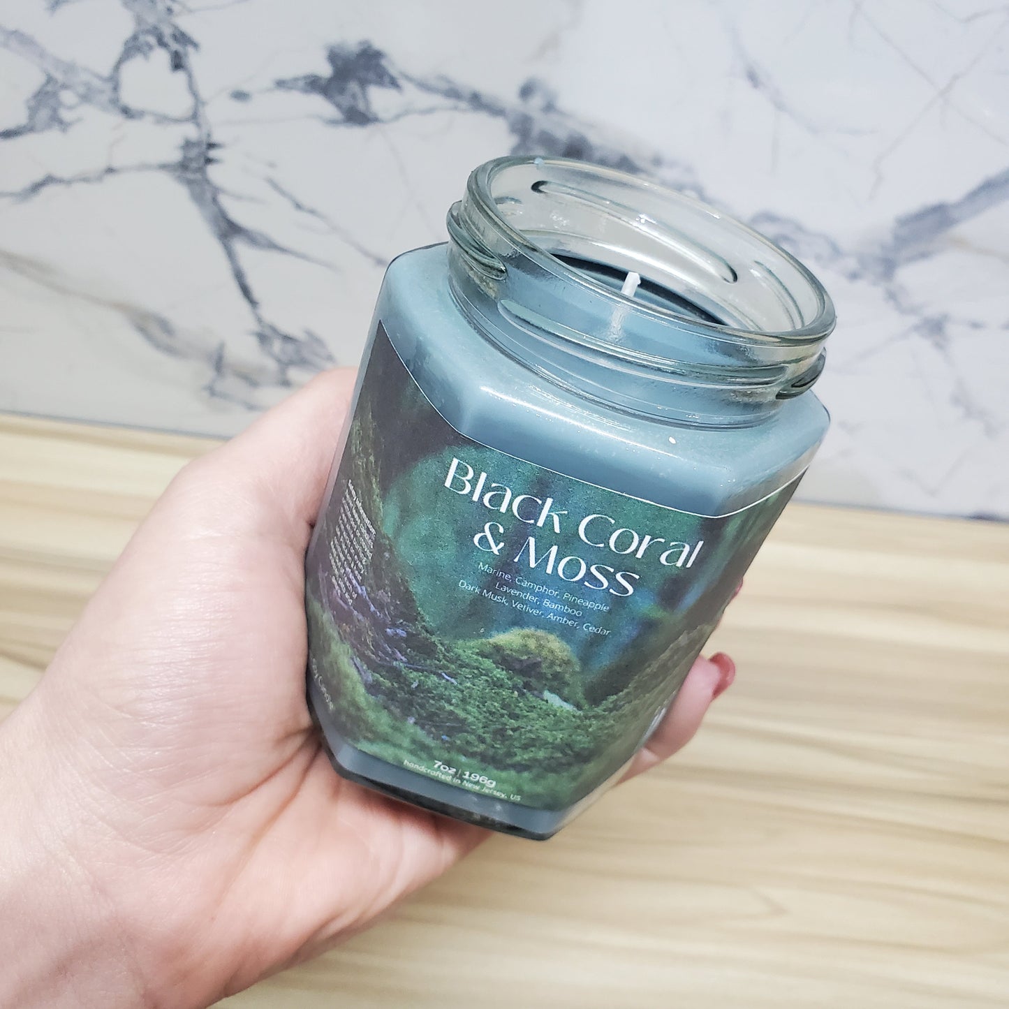 Black Coral & Moss Soy Candle | Large Hex Jar