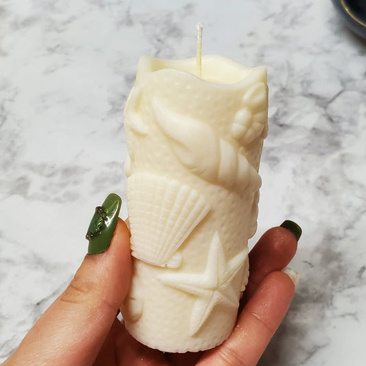 Sea Shell Pillar Candle | Soy Wax