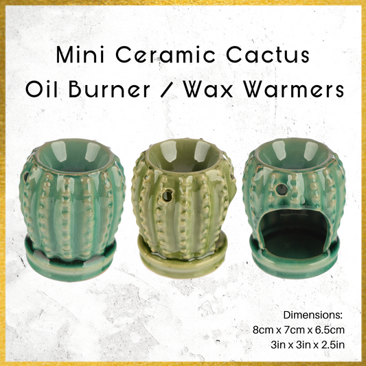 Case of 12 Light Green Mini Ceramic Cactus Oil Burner / Wax Warmer