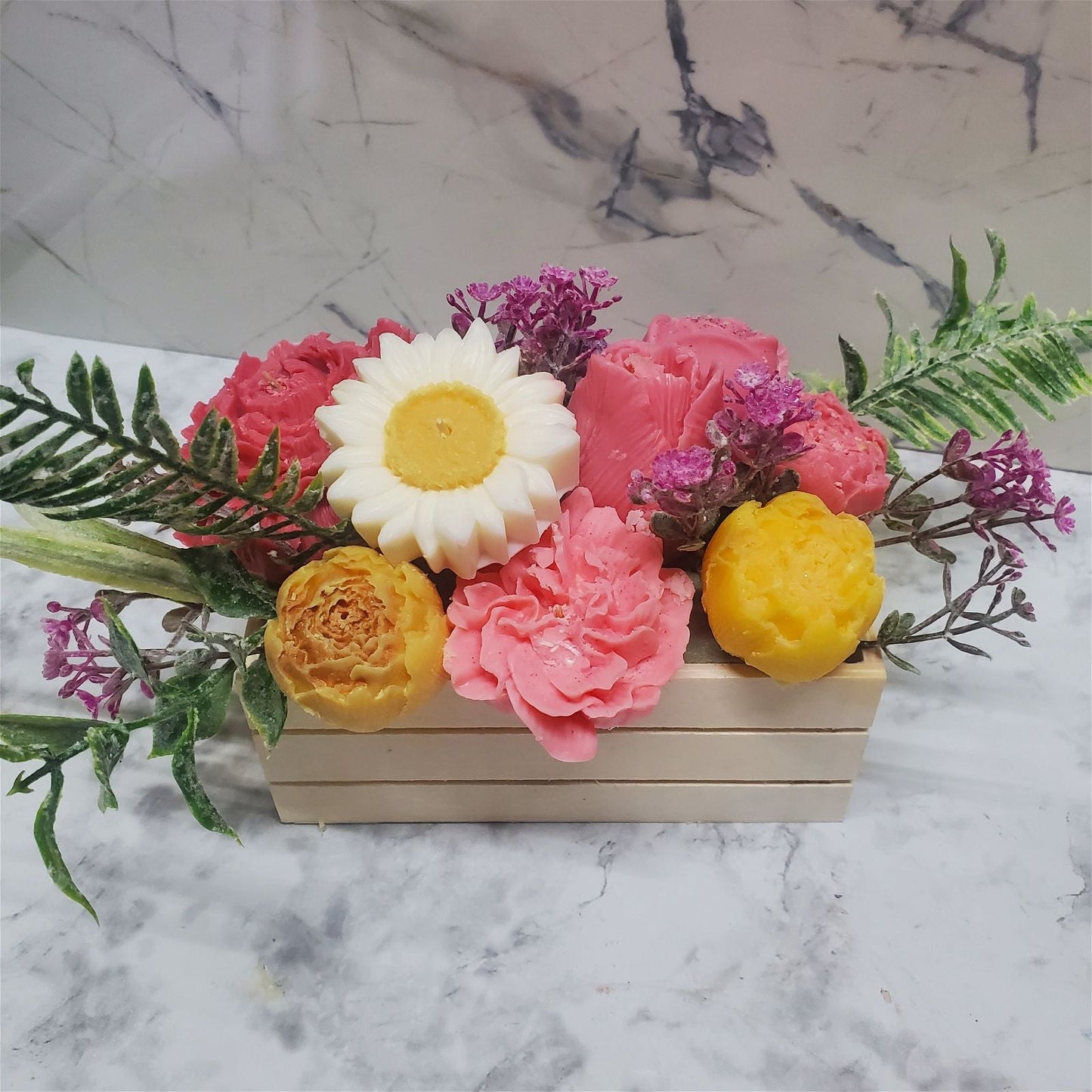 Bright Colors Flower Candles Arrangement | Premium Soy Wax | Handcrafted Floral Candle Centerpiece | Wedding | Home Decor - D SCENT 
