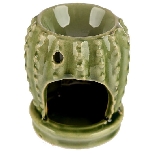 Case of 12 Light Green Mini Ceramic Cactus Oil Burner / Wax Warmer