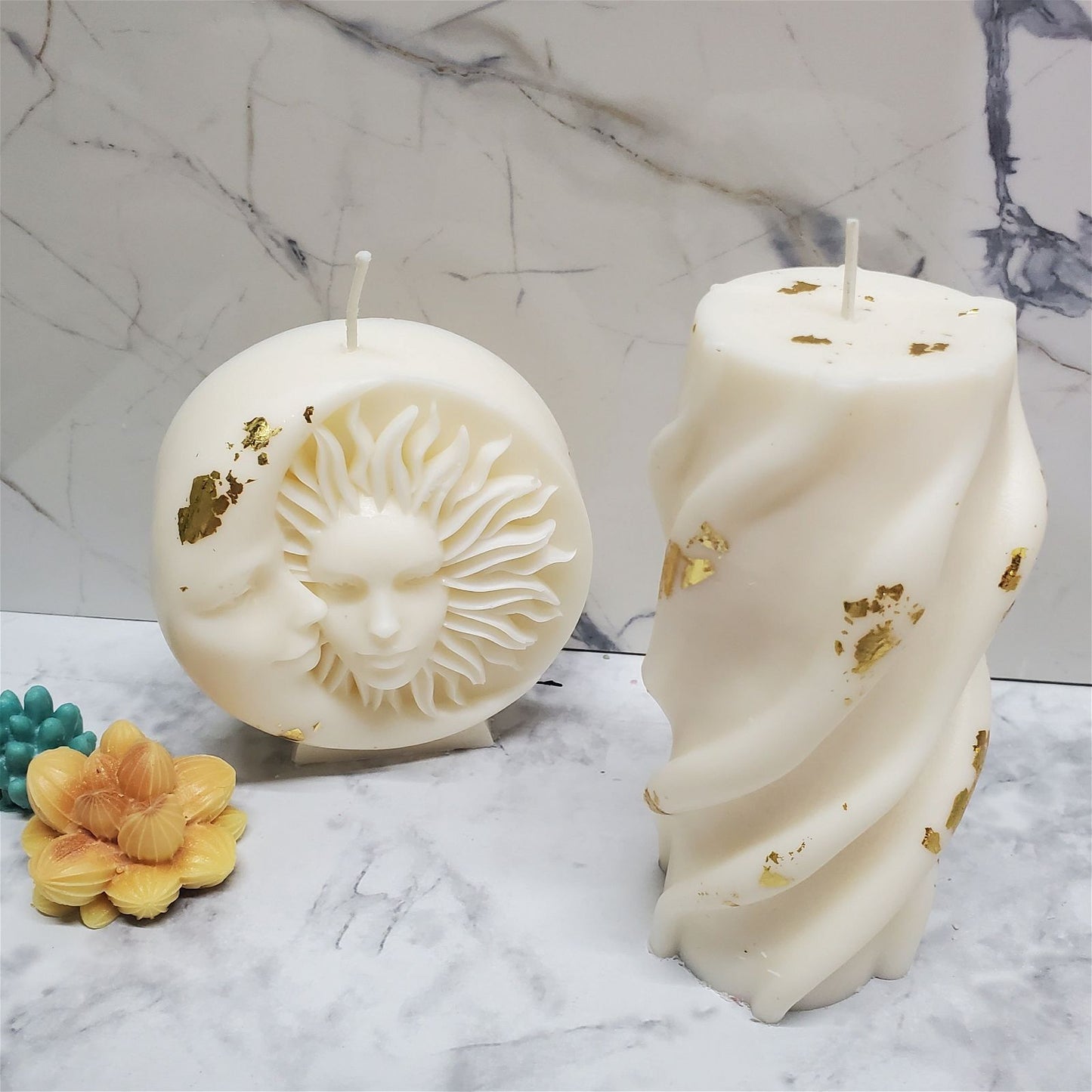 Wavy Lines Pillar Candle | Soy Wax | Home Decor - D SCENT 