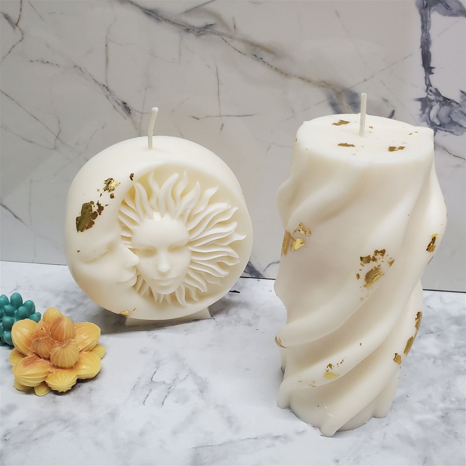 Wavy Lines Pillar Candle | Soy Wax | Home Decor - D SCENT 