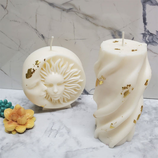 Wavy Lines Pillar Candle | Soy Wax | Home Decor - D SCENT 