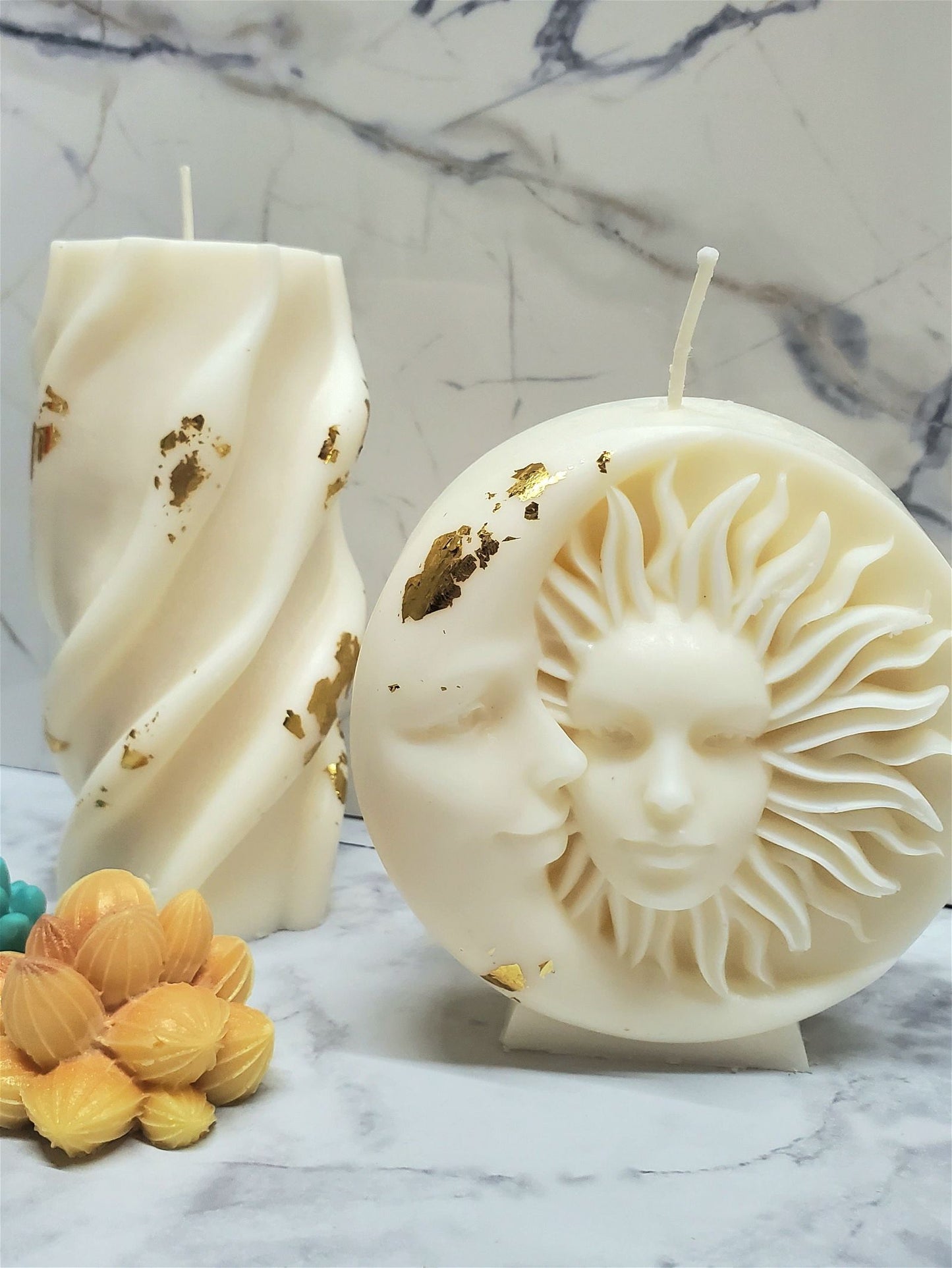 Wavy Lines Pillar Candle | Soy Wax | Home Decor - D SCENT 
