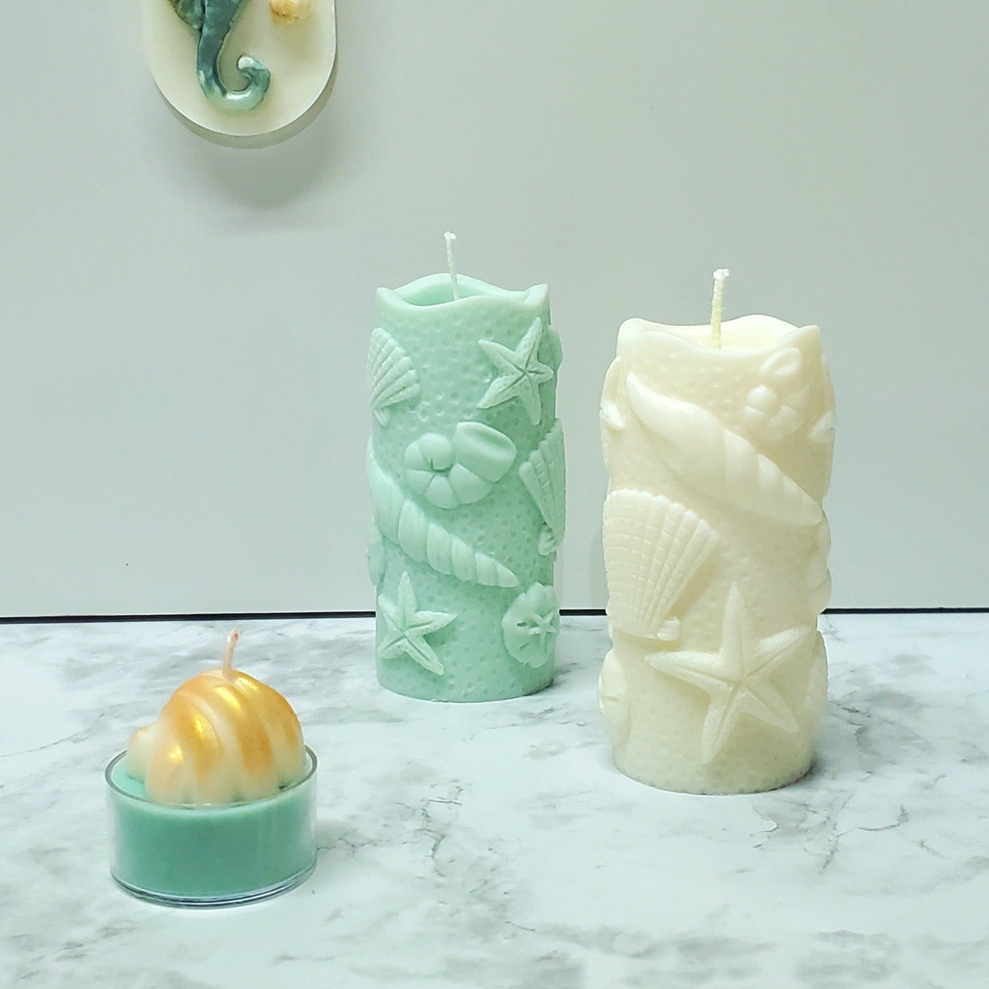 Sea Shell Pillar Candle | Soy Wax