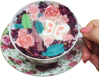 Garden of Flowers Soy Candle | Vintage Tea Cup and Saucer