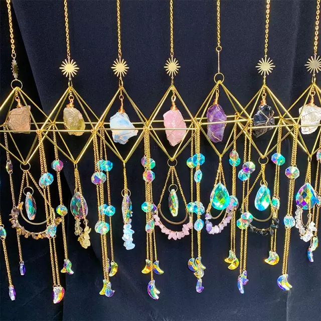 Light Amethyst | Crystal Wind Chime Moon and Sun Catcher