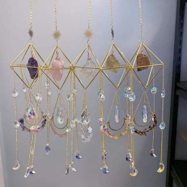 Crystal Wind Chime Moon and Sun Catcher