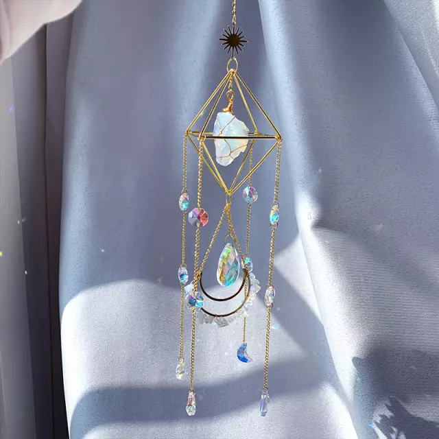 Crystal Wind Chime Moon and Sun Catcher