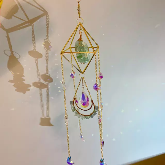 Crystal Wind Chime Moon and Sun Catcher