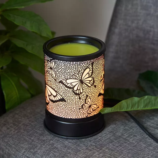 Butterflies Black Metal Electric US Wax Warmer / Oil Burner