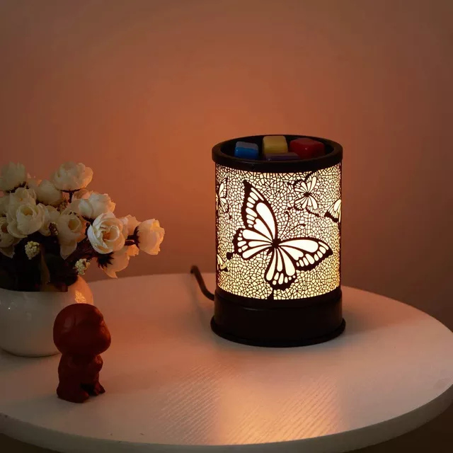 Butterflies Black Metal Electric US Wax Warmer / Oil Burner