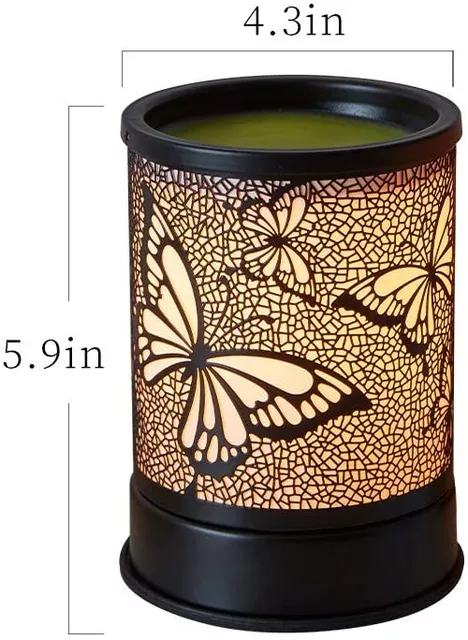 Butterflies Black Metal Electric US Wax Warmer / Oil Burner