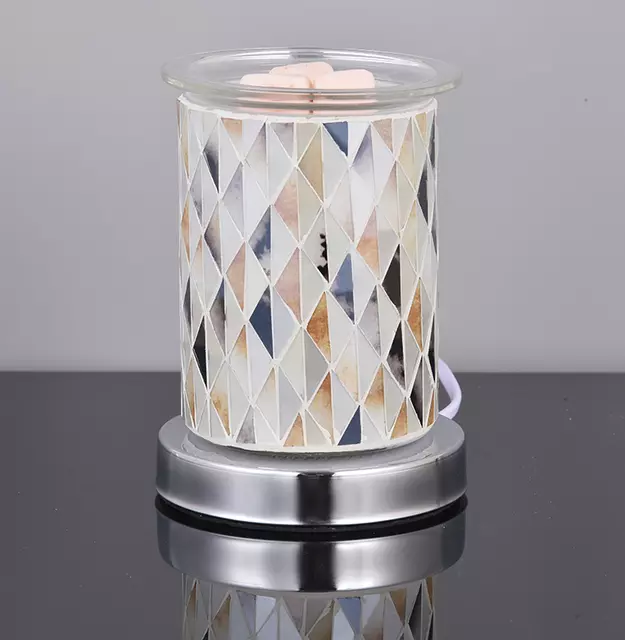 Gray Mosaic Glass Tiles Touch Electric US Wax Warmer / Oil Burner