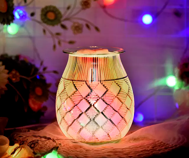 Color Changing 3D Diamond Dots & Lines Electric US Wax Warmer / Oil Burner