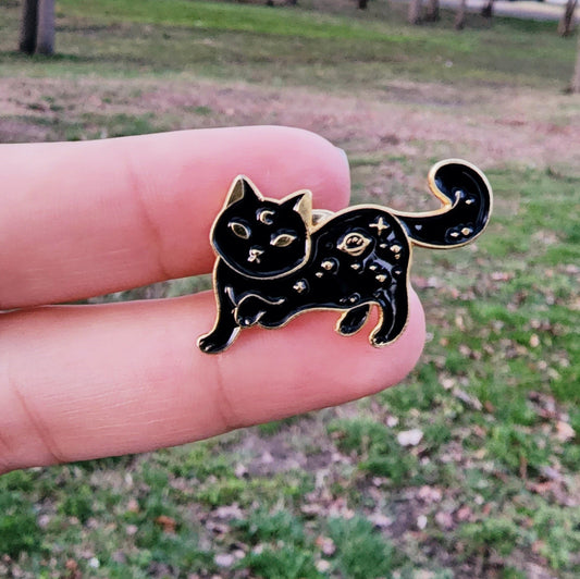 Black Cat Space Enamel Pin