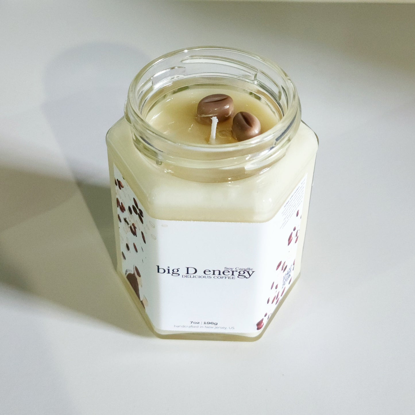 big D energy DELICIOUS COFFEE Soy Candle | Large Hex Jar