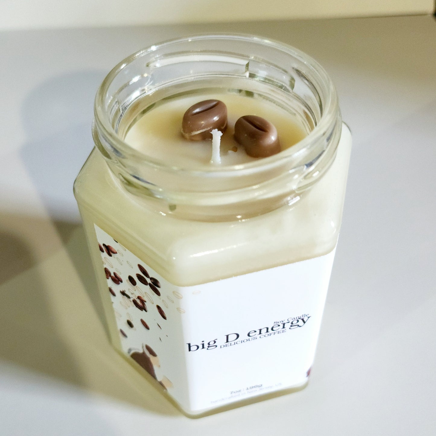 big D energy DELICIOUS COFFEE Soy Candle | Large Hex Jar