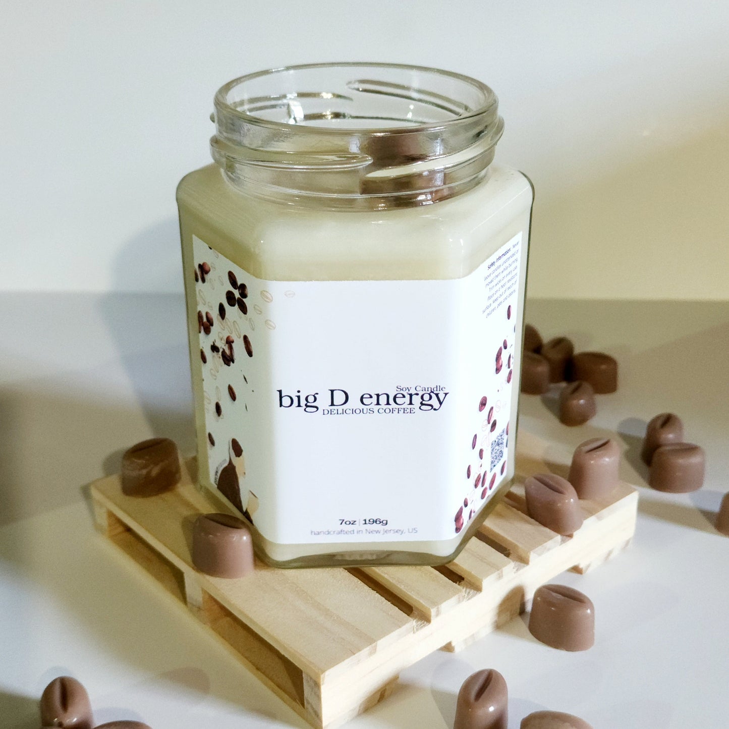 big D energy DELICIOUS COFFEE Soy Candle | Large Hex Jar