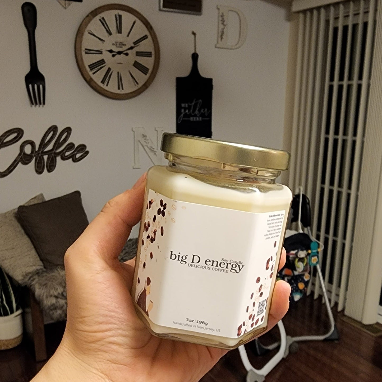 big D energy DELICIOUS COFFEE Soy Candle | Large Hex Jar