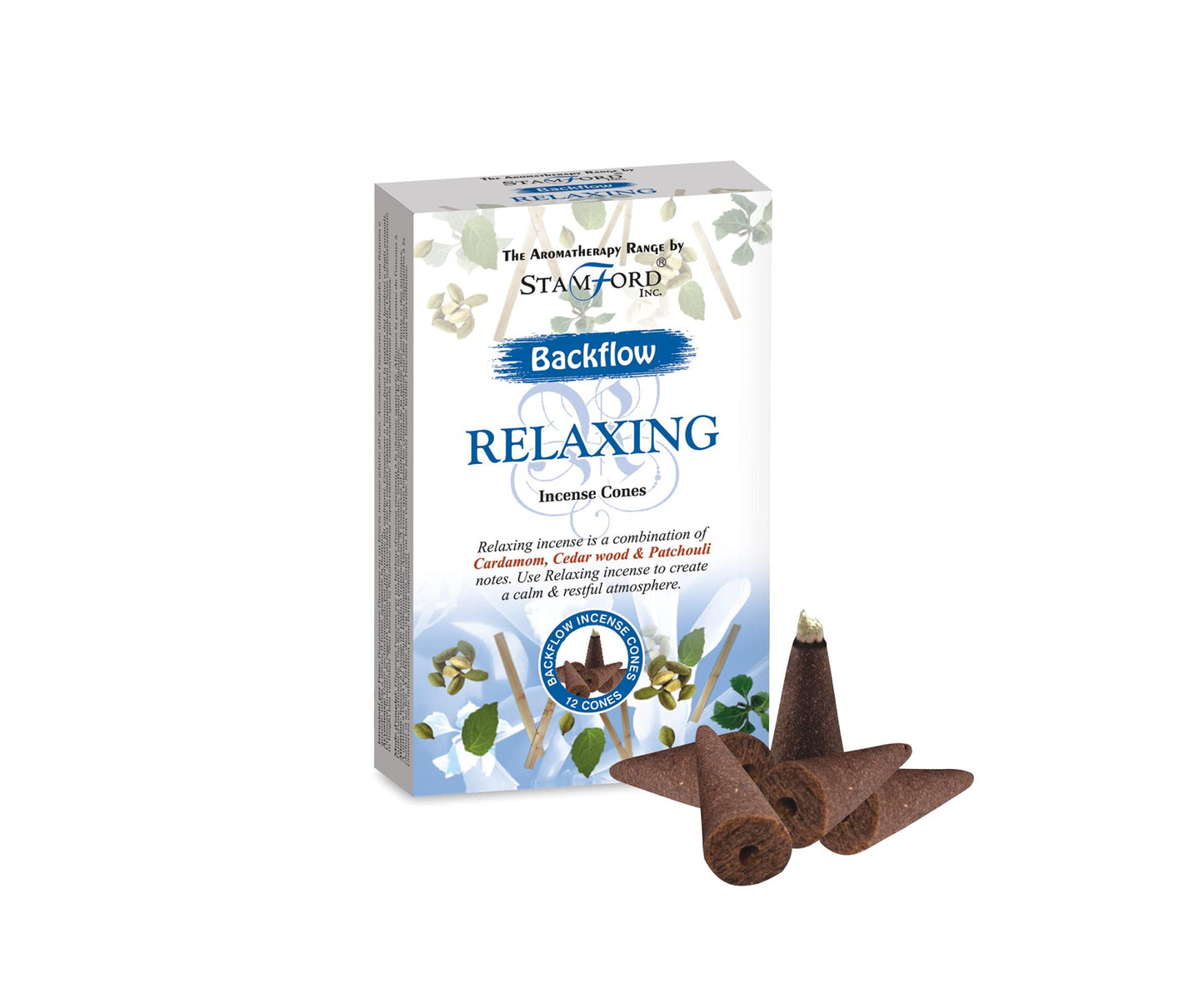 Relaxing (Cardamom, Cedarwood and Patchouli) | Stamford BACKFLOW Incense Cones