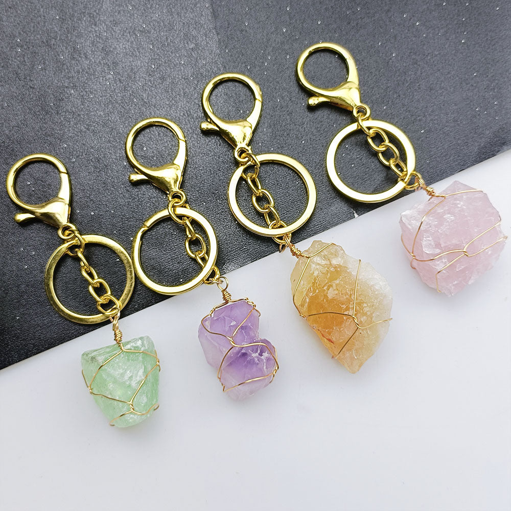 Citrine Natural Crystal Raw Stone | Keychain