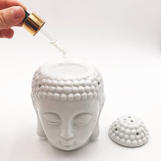 White Thai Buddha Head Wax Warmer / Oil Burner