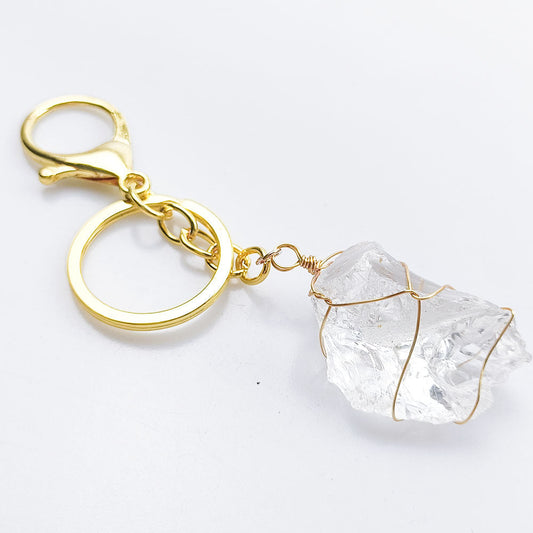 Clear Quartz Natural Crystal Raw Stone | Keychain