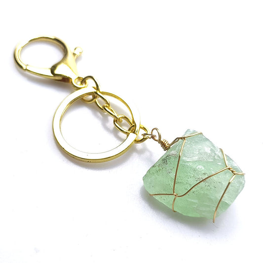 Green Fluorite Natural Crystal Raw Stone | Keychain