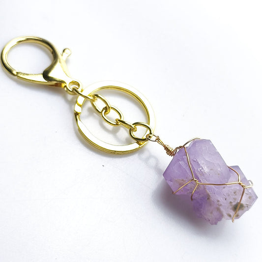 Amethyst Natural Crystal Raw Stone | Keychain