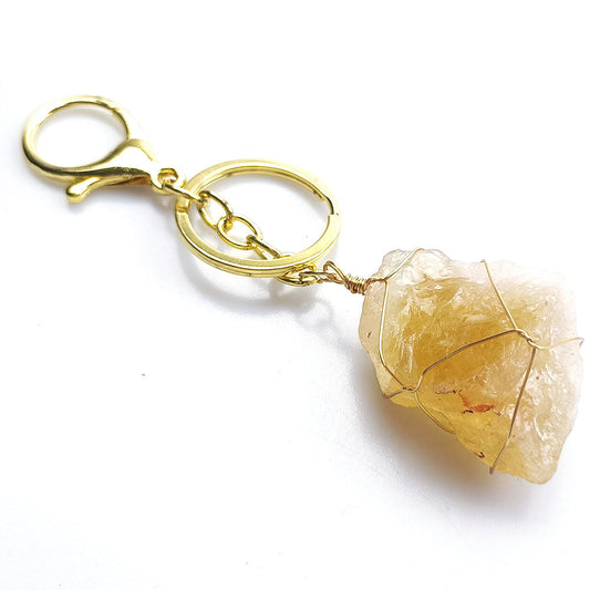 Citrine Natural Crystal Raw Stone | Keychain