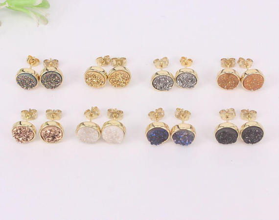 Crystal Druzy Stainless Steel Studs