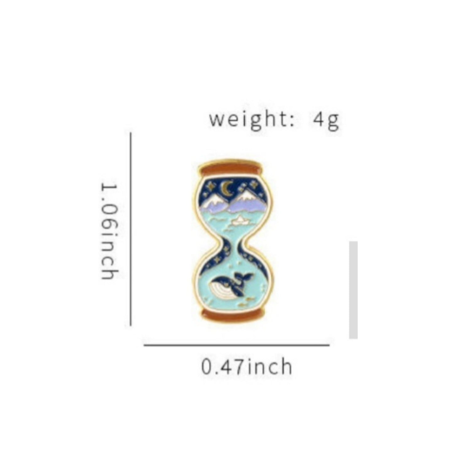 Sea Whale Night Mountain Hourglass Enamel Pin