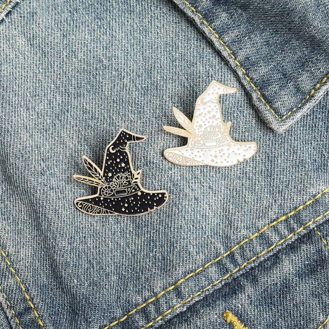 Black Space Witch Hat Enamel Pin