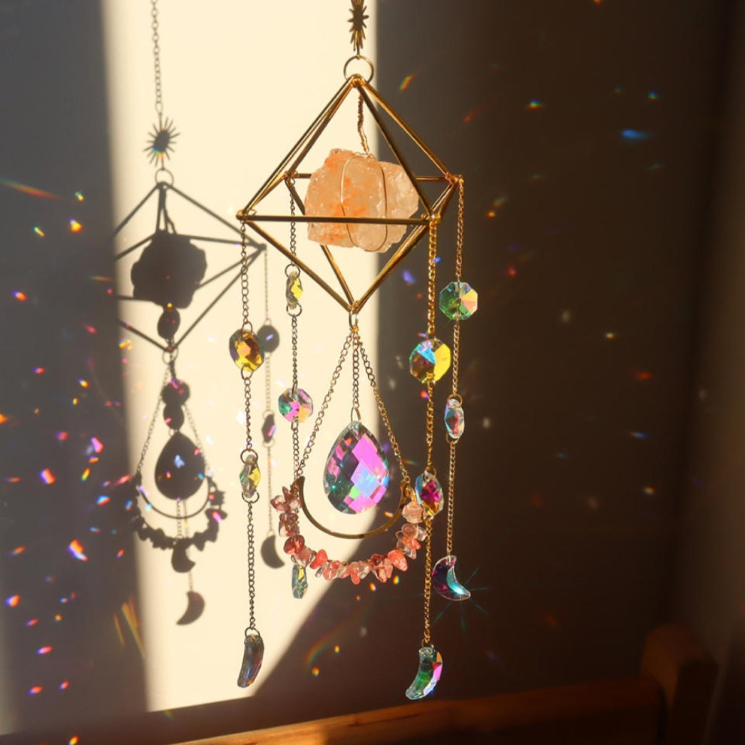 Crystal Wind Chime Moon and Sun Catcher