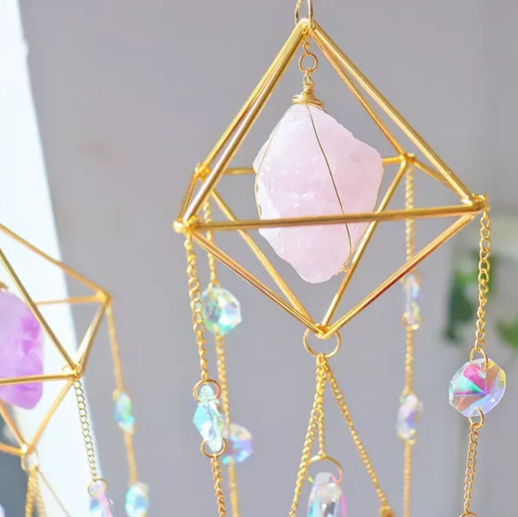 Crystal Wind Chime Moon and Sun Catcher