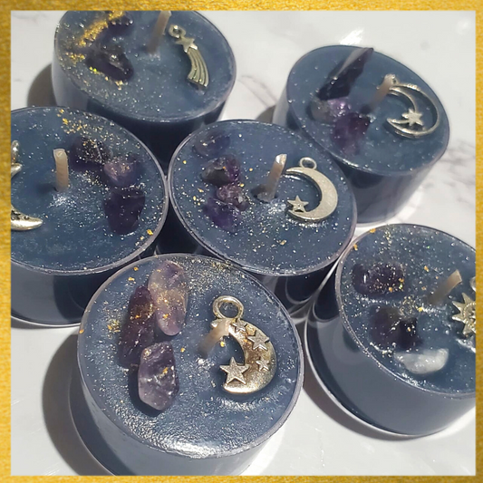 ARTEMISA (Witches Brew) Soy Candle with Amethyst Stones and Charm | Tealight