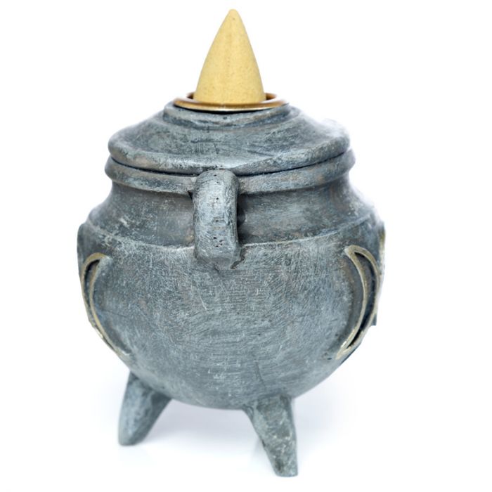 Cauldron with Triple Moon Incense Burner