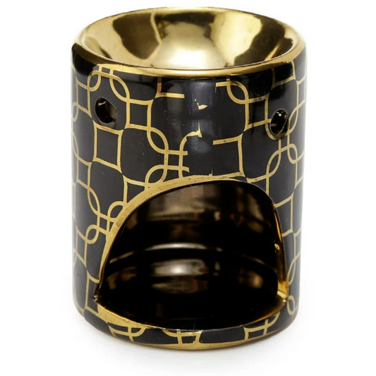 Black Mini Gold Metallic Geometric | Ceramic Fragrance Warmer | Wax Warmer / Oil Burner