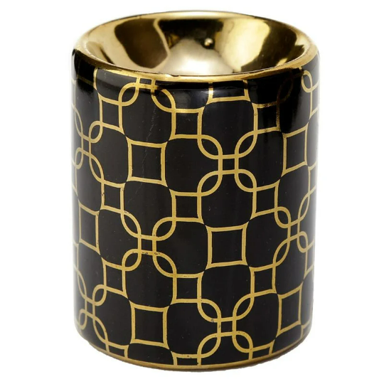 Black Mini Gold Metallic Geometric | Ceramic Fragrance Warmer | Wax Warmer / Oil Burner