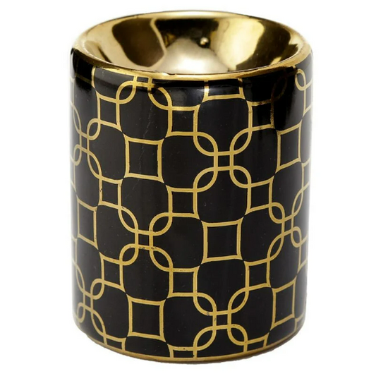 Black Mini Gold Metallic Geometric | Ceramic Fragrance Warmer | Wax Warmer / Oil Burner