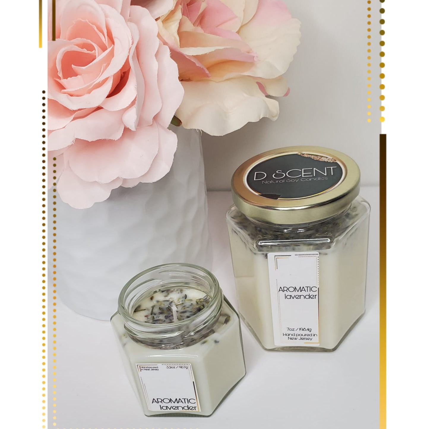 AROMATIC lavender Soy Candle | Large Hex Jar